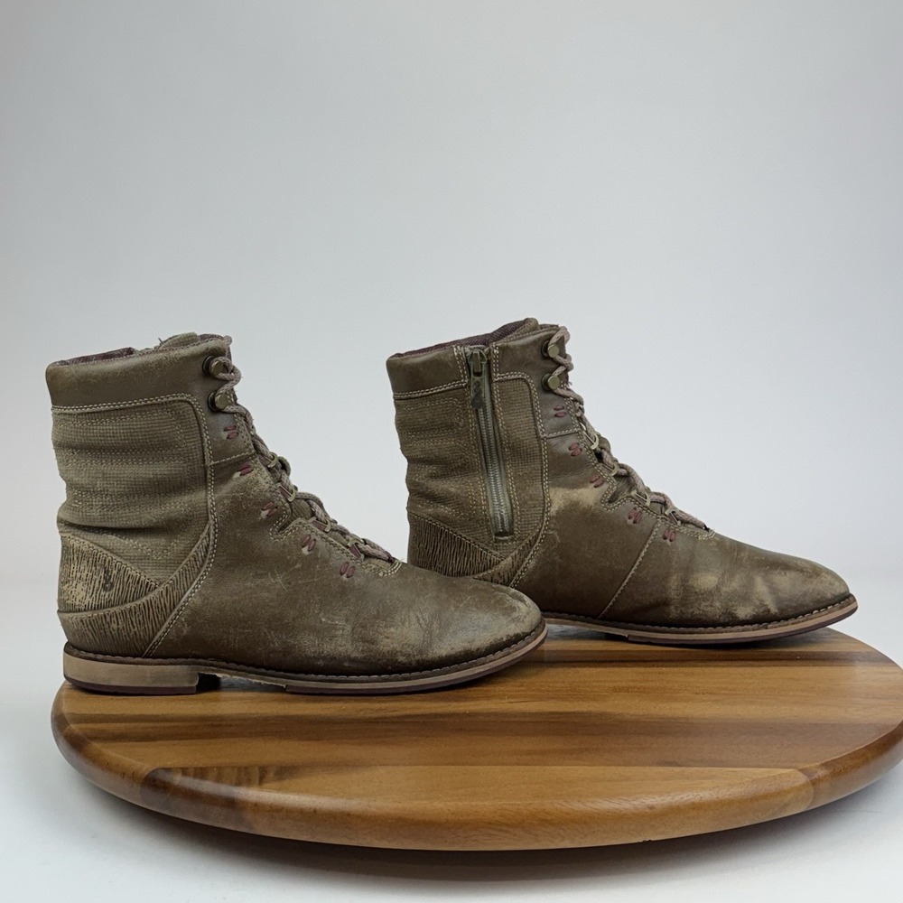 Womens Ahnu Chenery Brown Leather Mid Distressed Casual Combat Boots‎ Size 7 M